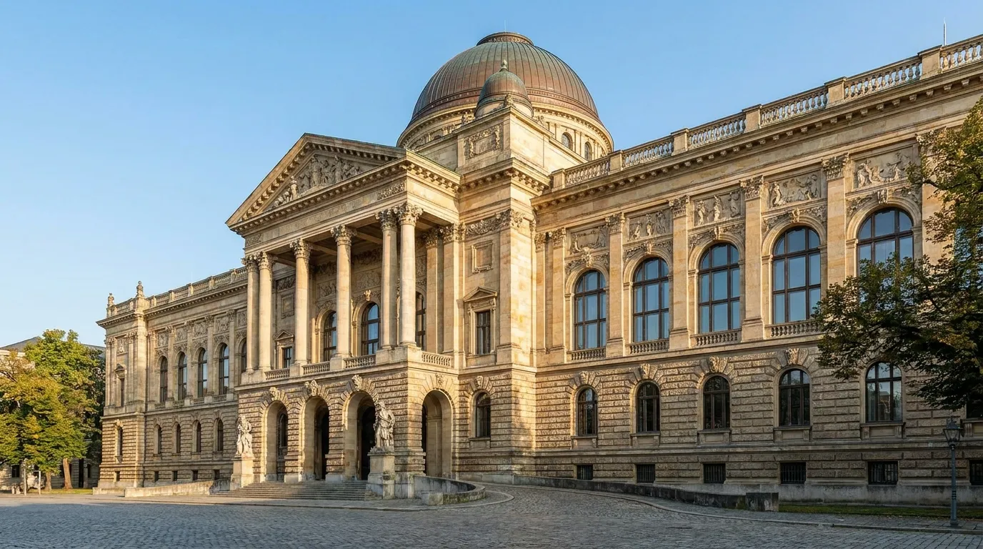 Exterior of a grand 19th-century Bavarian government administrative building