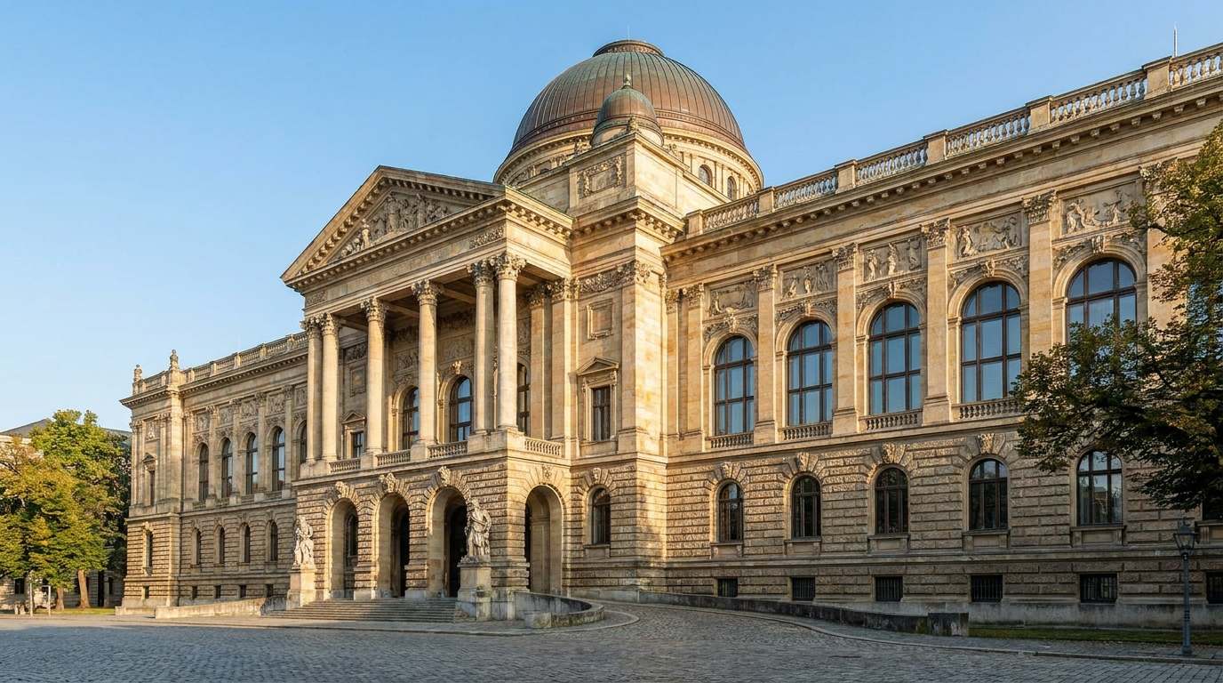 Exterior of a grand 19th-century Bavarian government administrative building